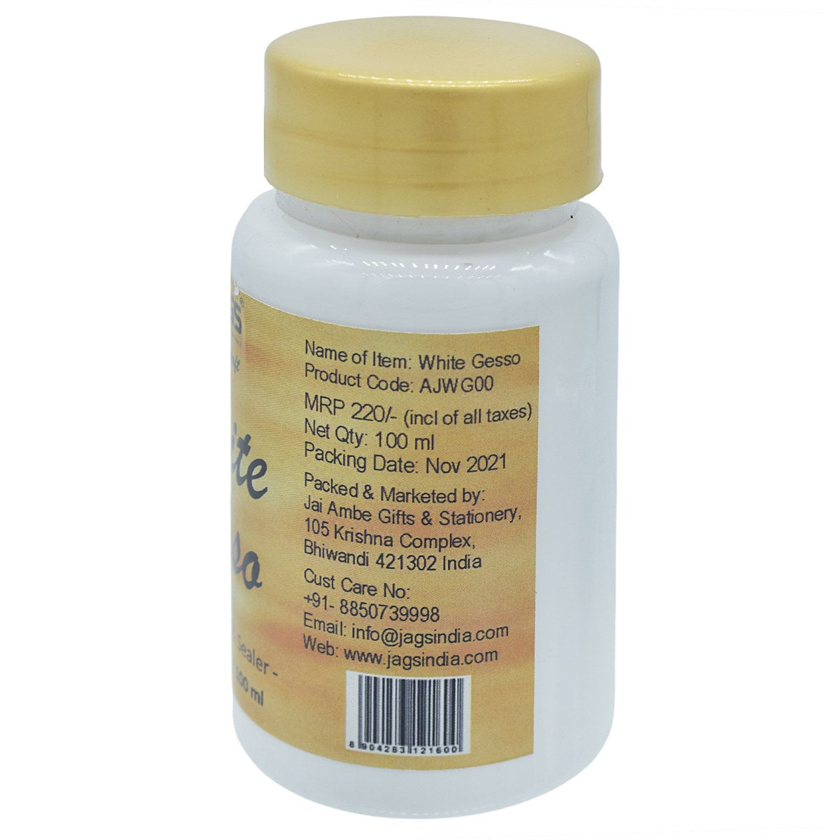 JAGS Artist White Gesso 100 Ml | Premium Primer And Sealer For Artists