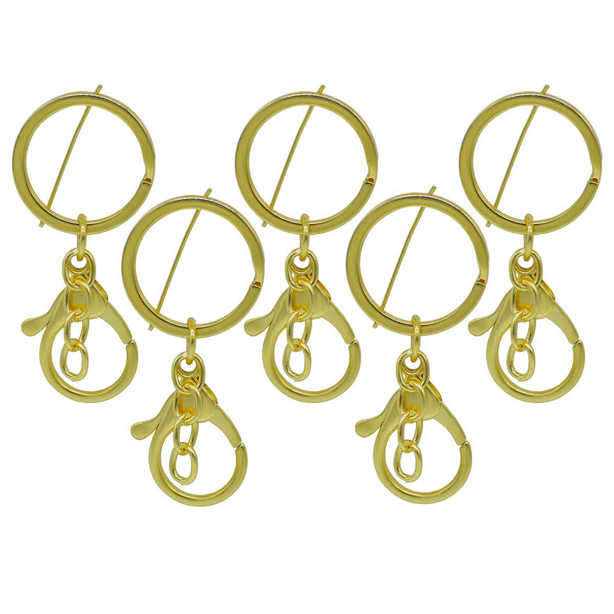 Keychain Ring Hook | Pack Of 5 | 2.5 Inch | Gold