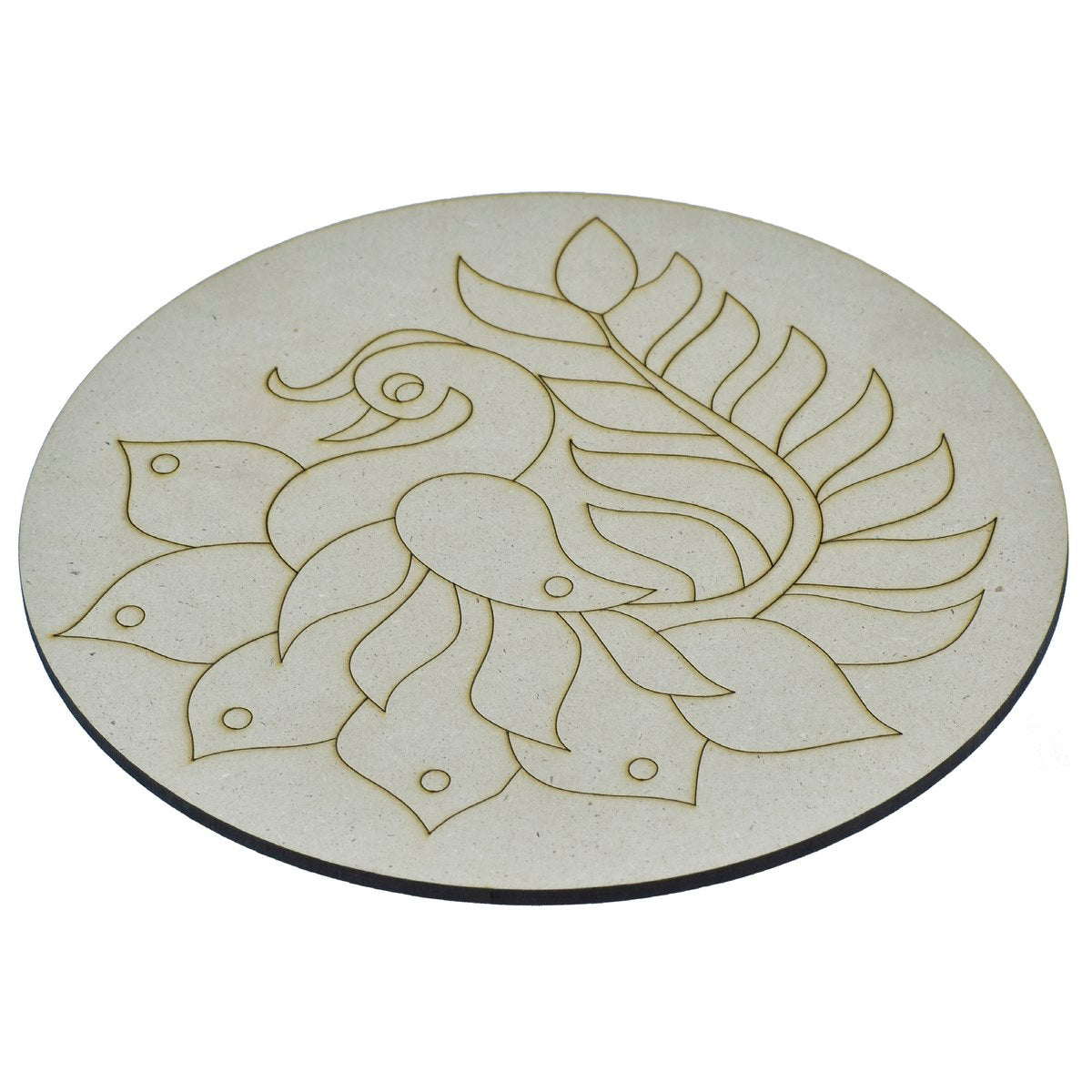 Pre Marked MDF Rangoli Cutout With Easel Brush Water Colors | 8 Inch