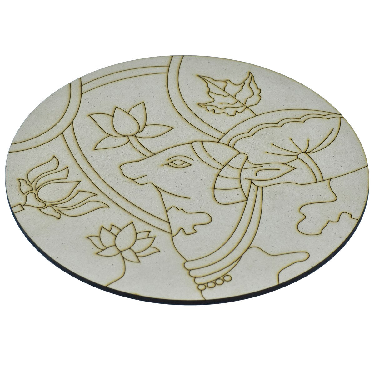 Pre Marked MDF Royal Cow Cutout With Easel Brush Water Colors | 8 Inch