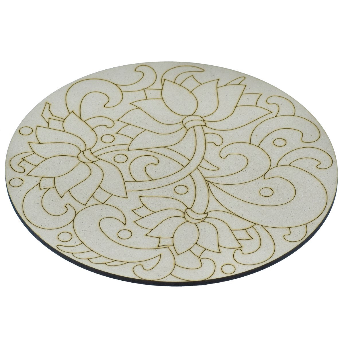 Pre Marked MDF Floral Cutout With Easel Brush Water Colors | 10 Inch