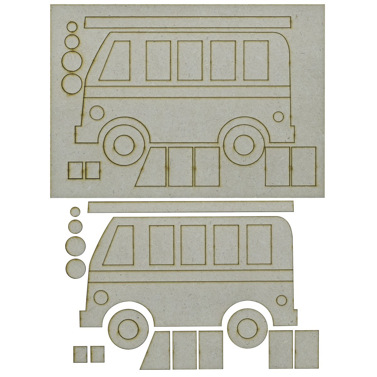 A5 Pre Marked MDF Bus Cutout With Brush & Water Colors