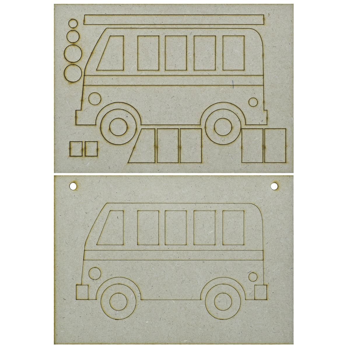 A5 Pre Marked MDF Bus Cutout With Brush & Water Colors