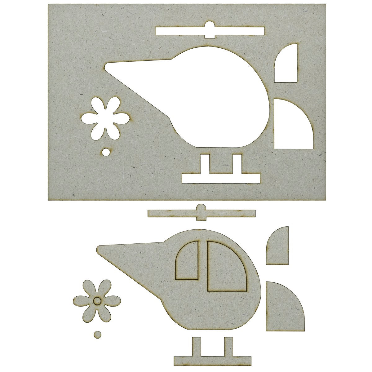 A5 Pre Marked MDF Helicopter Cutout With Brush & Water Colors