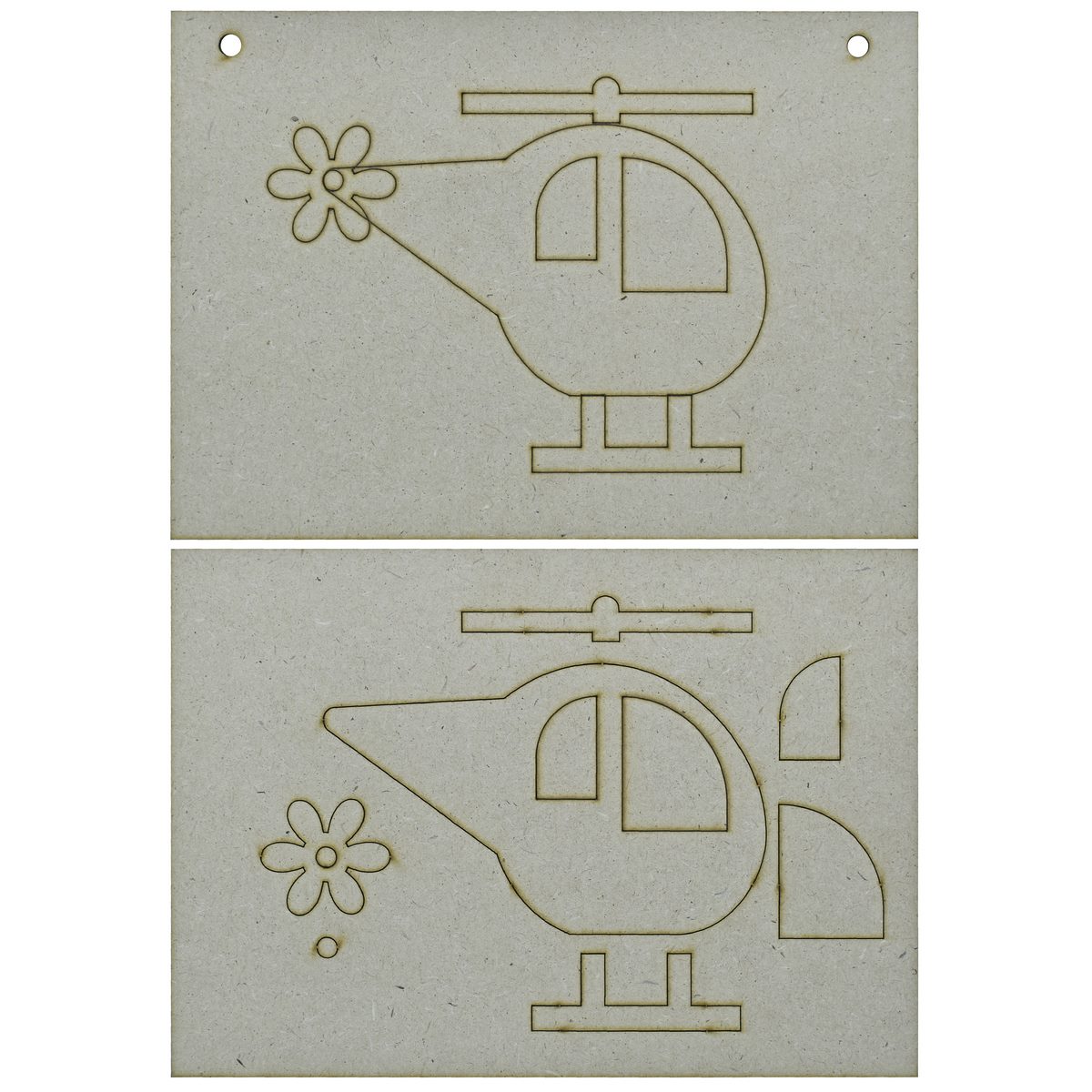 A5 Pre Marked MDF Helicopter Cutout With Brush & Water Colors