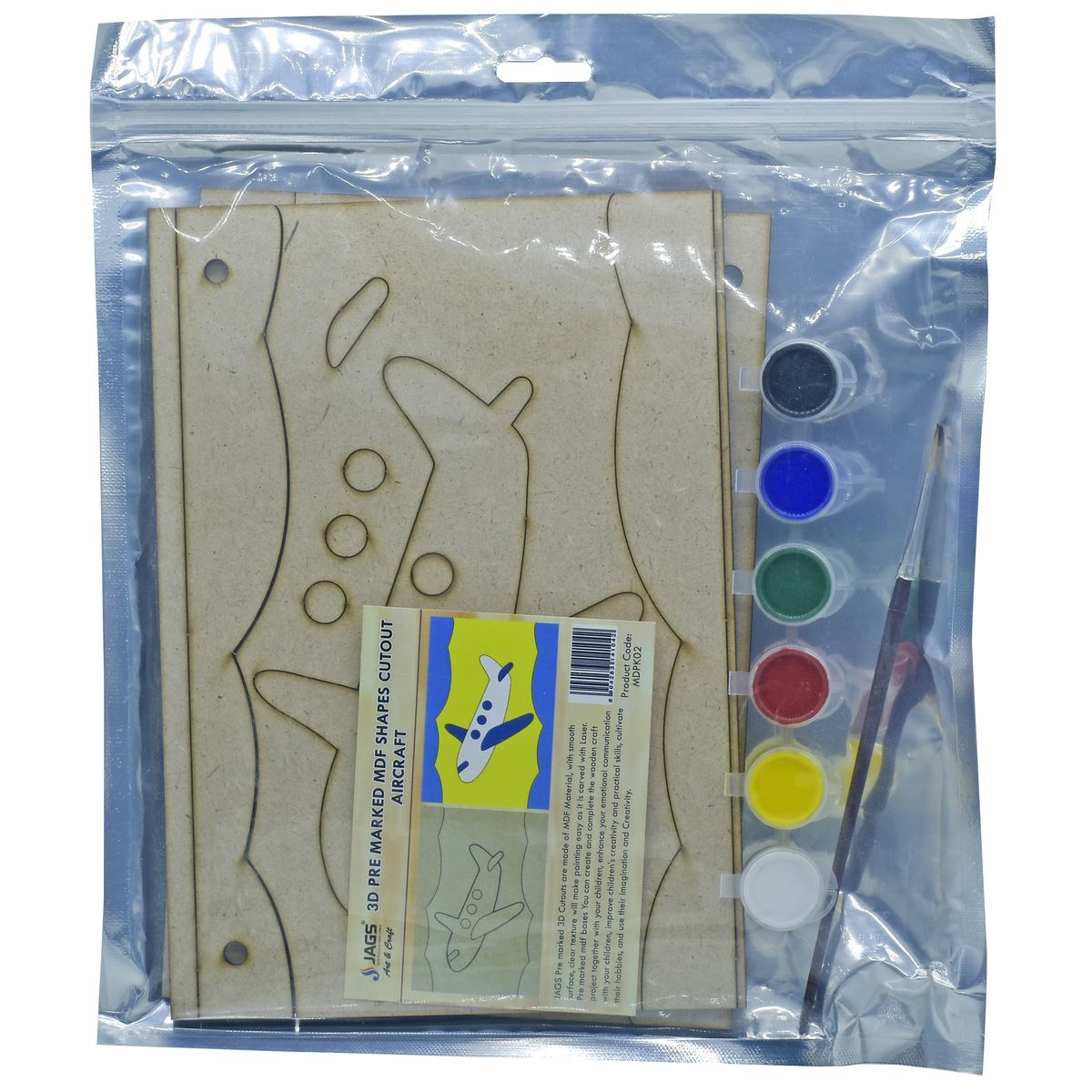 A5 Pre Marked MDF Air Craft Cutout With Brush & Water Colors