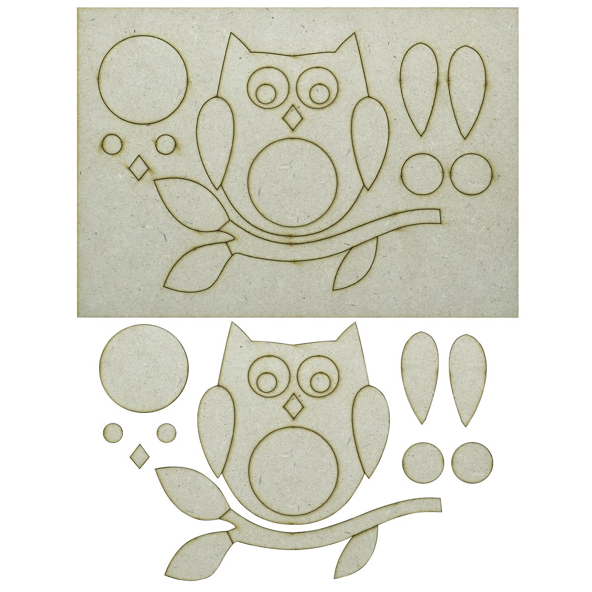 A5 Pre Marked MDF Bird Owl Cutout With Brush & Water Colors
