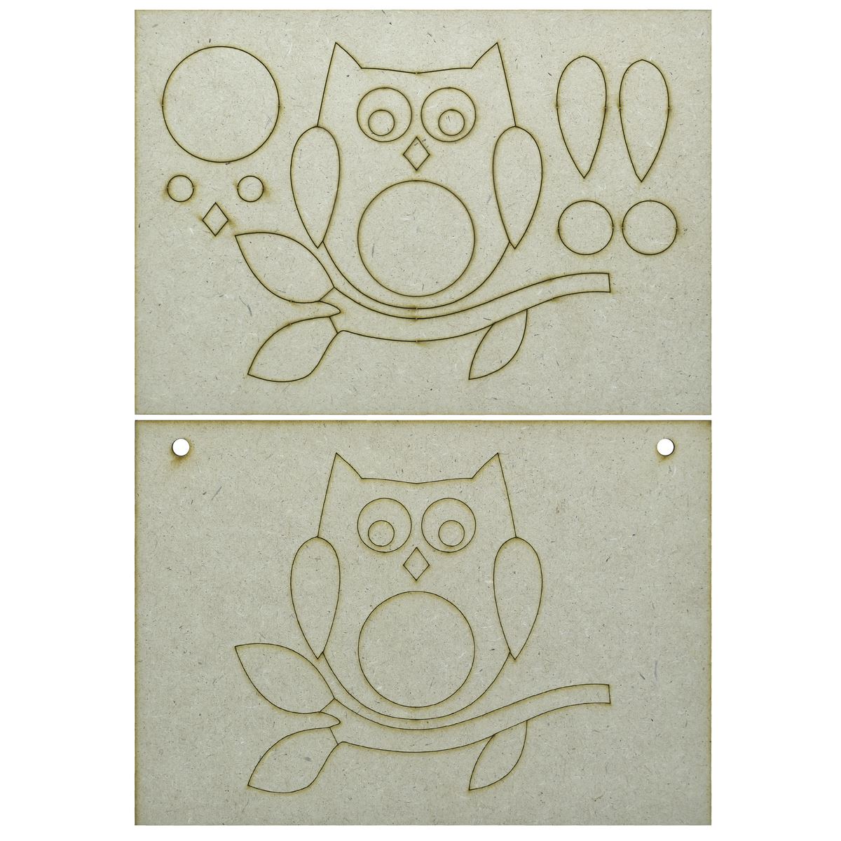A5 Pre Marked MDF Bird Owl Cutout With Brush & Water Colors