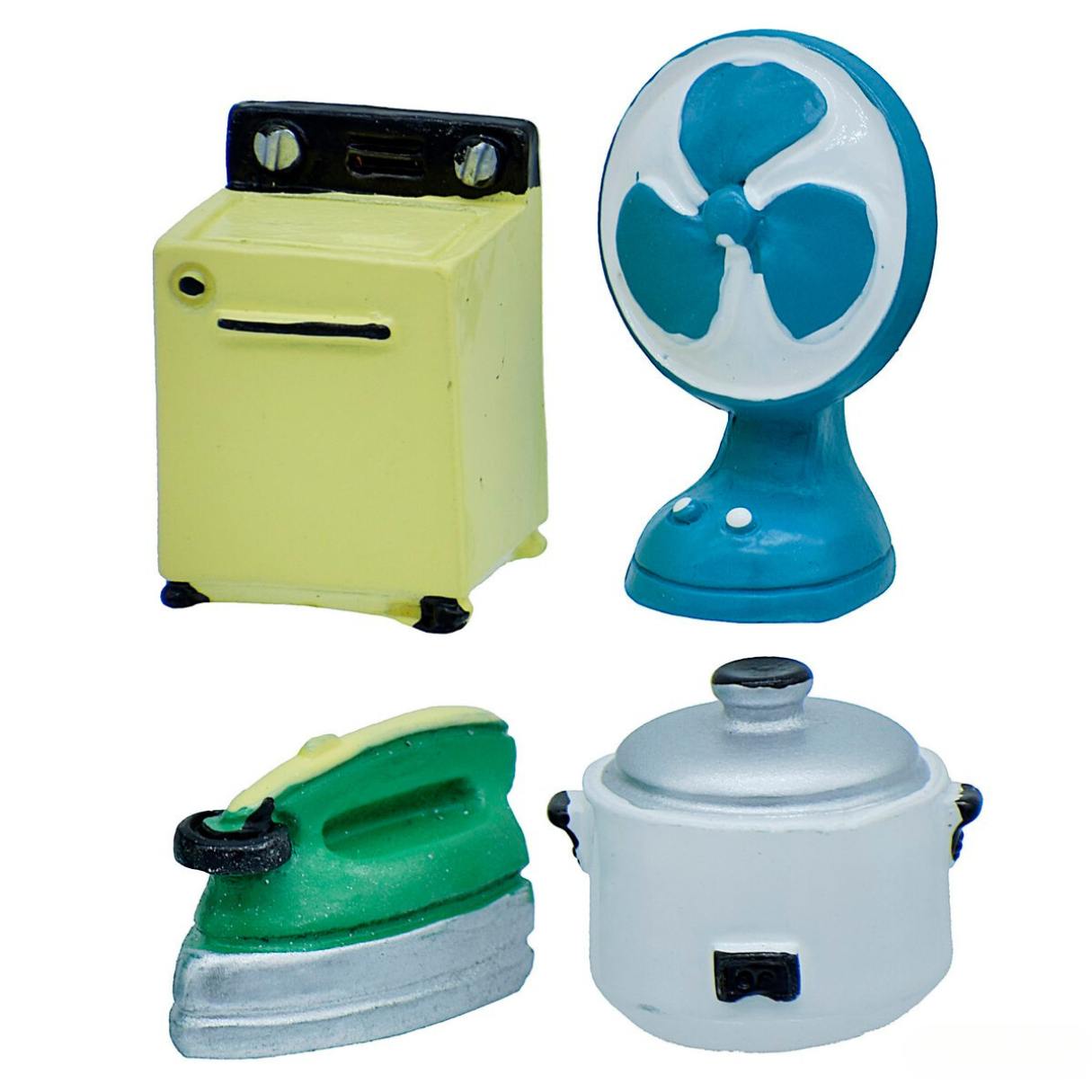 Miniature Washing Machine, Fan, Iron And Cooker Pack Of 4 | 2x1.5x1.5 Cm