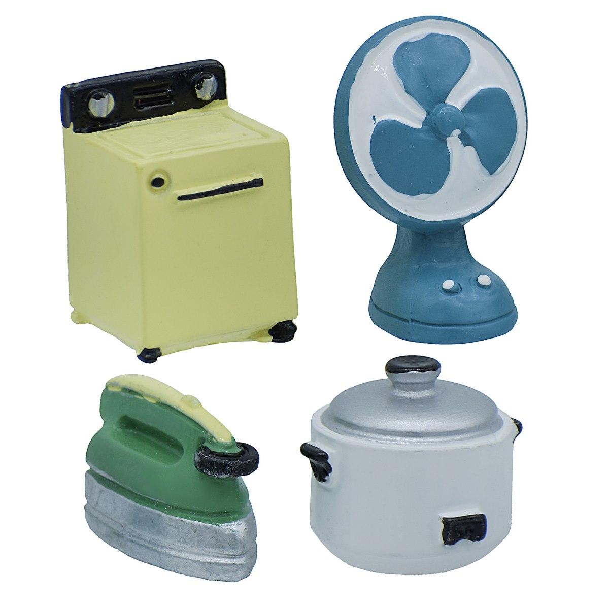 Miniature Washing Machine, Fan, Iron And Cooker Pack Of 4 | 2x1.5x1.5 Cm