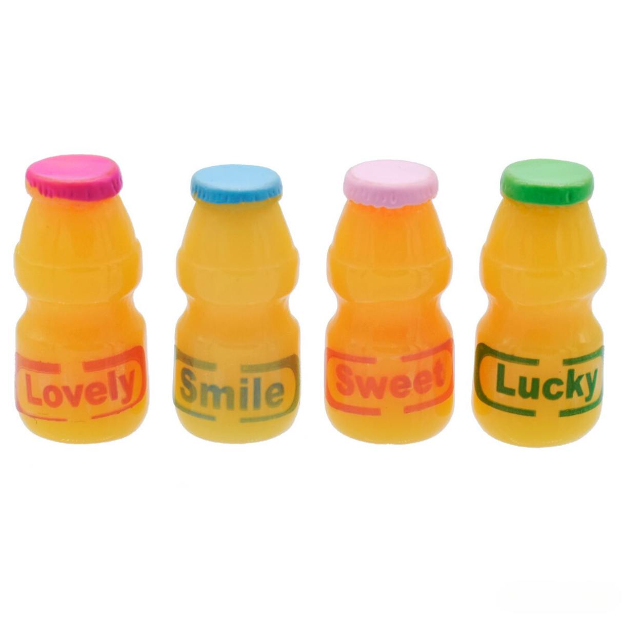Miniature Orange Juice Bottle Pack Of 4 | 1x1x2 Cm | Dollhouse Decor And Accessories