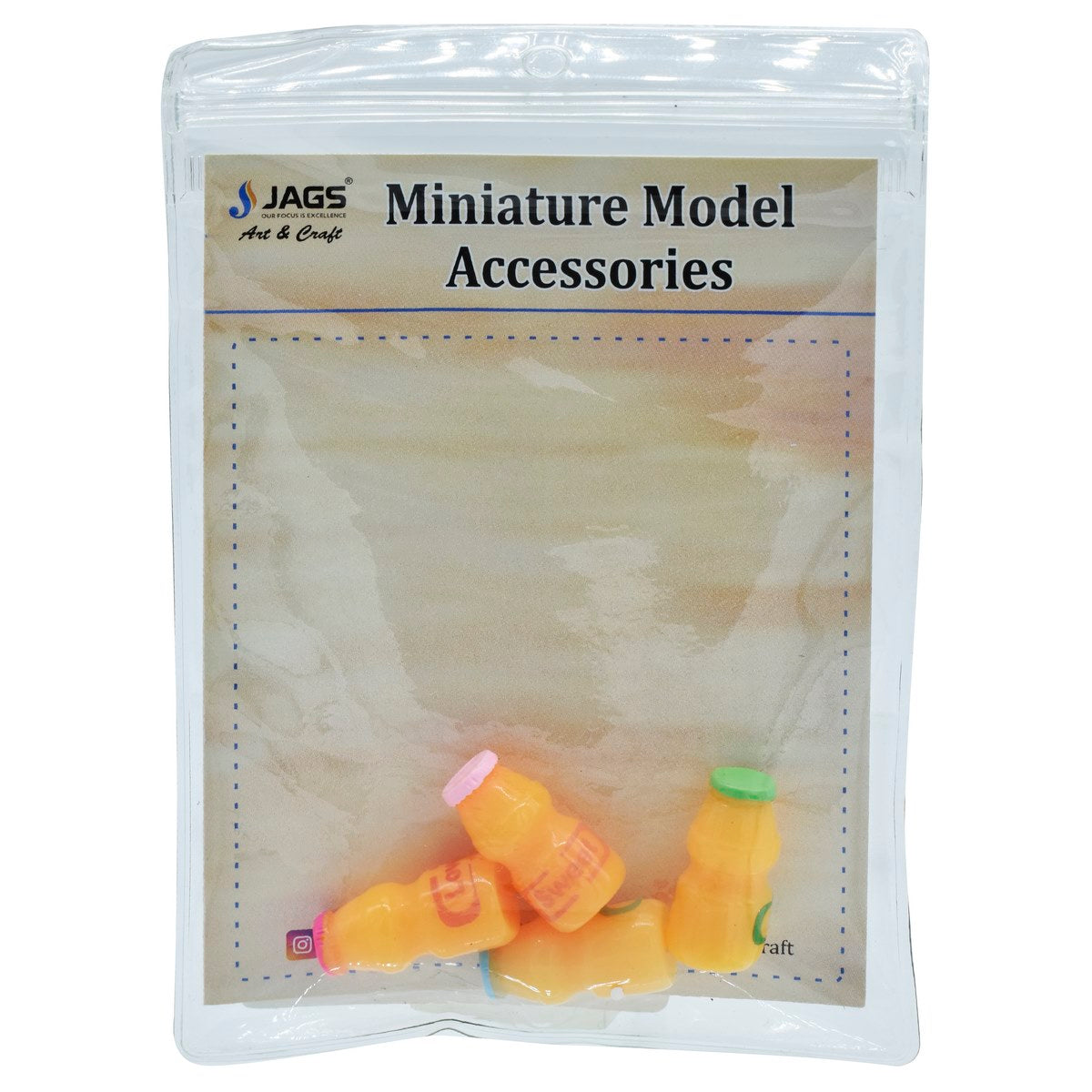 Miniature Orange Juice Bottle Pack Of 4 | 1x1x2 Cm | Dollhouse Decor And Accessories