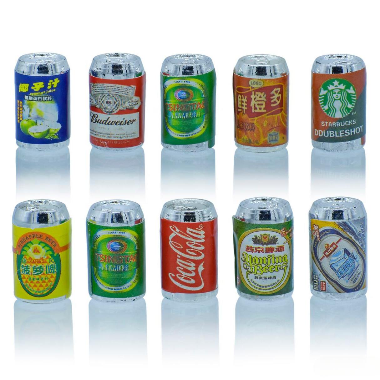 Miniature Model Juice Tin | Pack Of 10 | 1x1x2 Cm | Dollhouse Decor And Accessories