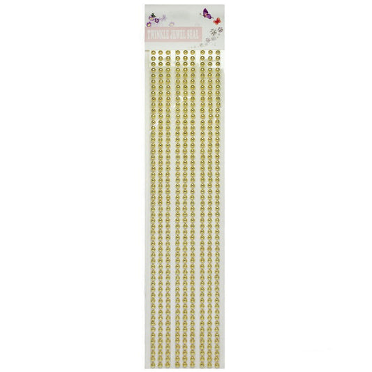 Self-Adhesive Pearl Stone Stickers | 4 Mm | Gold | Round