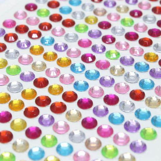 Self-Adhesive Stone Stickers For Craft | 6 Mm | Multicolor | Round