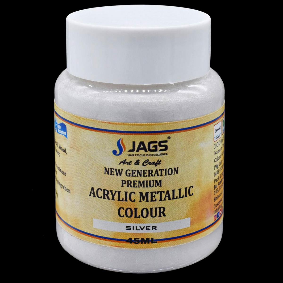 Premium Acrylic Metallic Colour | Silver | 45ml
