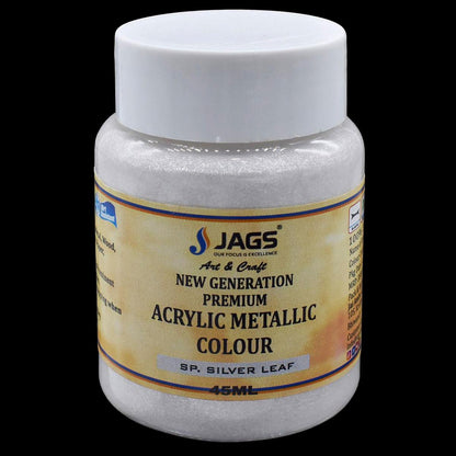 Premium Acrylic Metallic Colour | Special Silver Leaf | 45ml