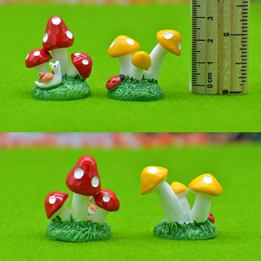 Miniature Colorful Mushroom Plants | Pack Of 2 | 2.5x3.5x2 Cm | Dollhouse Decor And Accessories