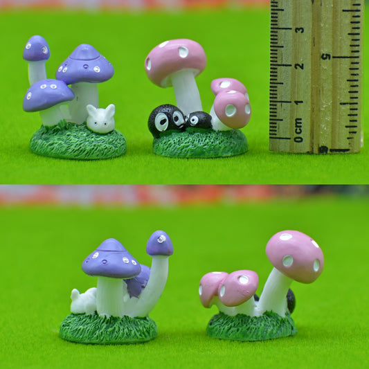 Miniature Colorful Mushroom Plants | Pack Of 2 | 2.5x3.5x2 Cm | Dollhouse Decor And Accessories