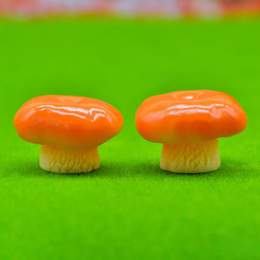 Miniature Orange Mushrooms | Pack Of 2 | 2.5x2.5x1 Cm | Dollhouse Decor And Accessories