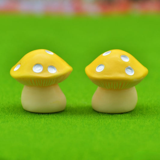 Miniature Yellow Mushrooms | Pack Of 2 | 2x2.5x1 Cm | Dollhouse Decor And Accessories