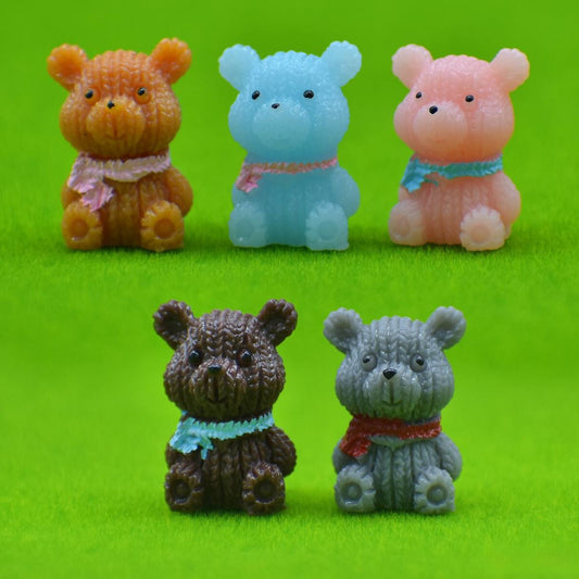 Miniature Teddy Bear Pack Of 5 | 1.5x1.5x2 Cm | Dollhouse Decor And Accessories