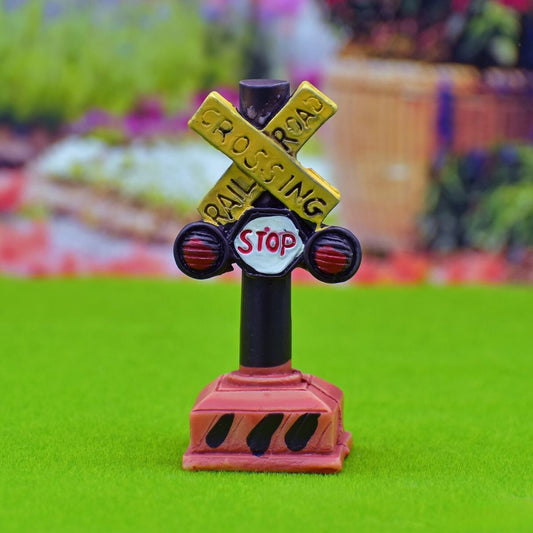 Miniature Railway Crossing Board | 2.5x2.5x6 Cm | Dollhouse Decor And Accessories