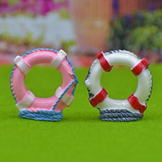 Miniature Colorful Boat Tyres | Pack Of 2 | 3x0.5x3 Cm | Garden Decor And Accessories