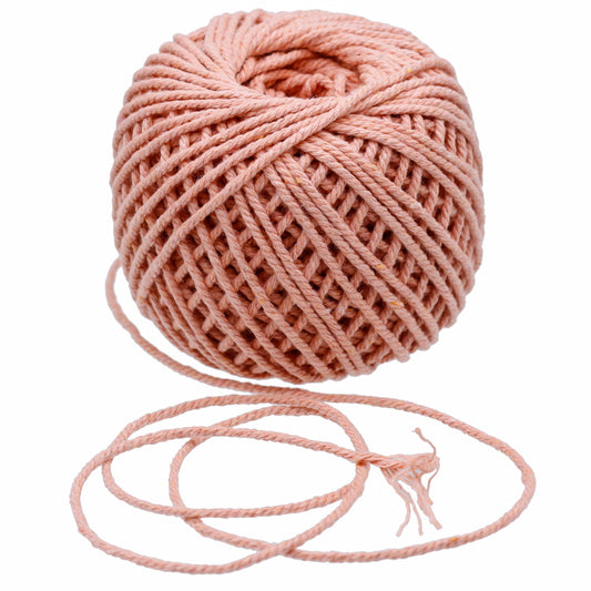 Natural Craft Cotton Rope For String Art | 100 Meter Long X 2 Mm Thick | Peach