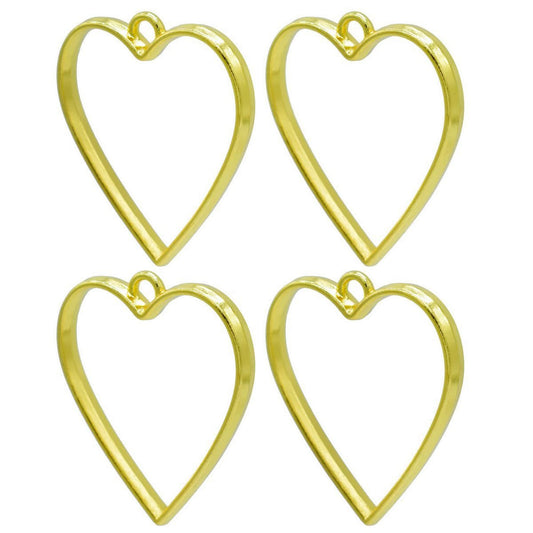Heart Shape Bezels Pack Of 4 | Gold | Pendant Earrings For Resin Art