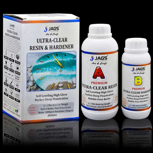 Ultra Clear Resin & Hardener 2:1 Ratio - 1500 Grams - Bubble Free, Self Leveling High Gloss, Deep Penetration Resin