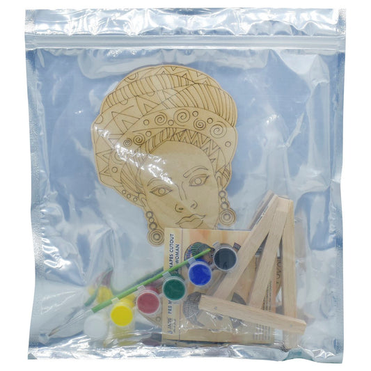 Pre Marked MDF Floral Cutout With Easel Brush Water Colors | 10 Inch