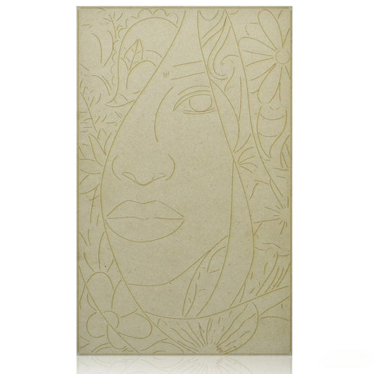 Pre Marked Rectangle MDF Girl Engraved Cutout With Easel Brush Water Colors | 6x10 Inch