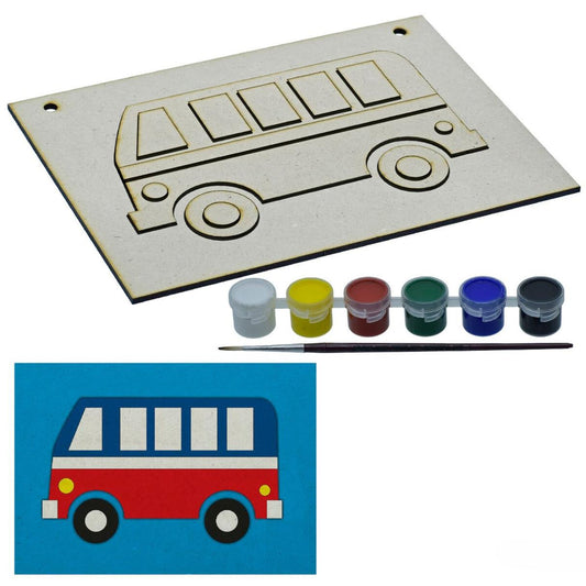 A5 Pre Marked MDF Bus Cutout With Brush & Water Colors