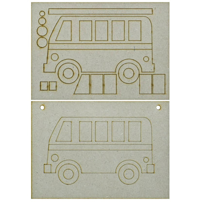 A5 Pre Marked MDF Bus Cutout With Brush & Water Colors