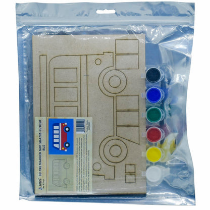 A5 Pre Marked MDF Bus Cutout With Brush & Water Colors
