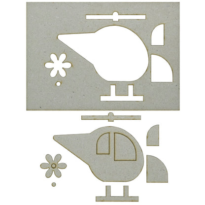 A5 Pre Marked MDF Helicopter Cutout With Brush & Water Colors