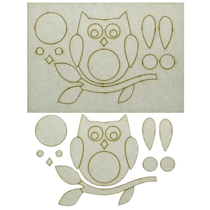A5 Pre Marked MDF Bird Owl Cutout With Brush & Water Colors