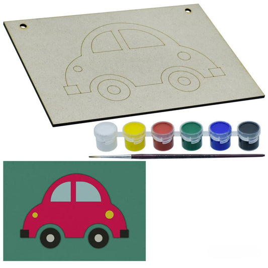 A5 Pre Marked MDF Car Cutout With Brush & Water Colors