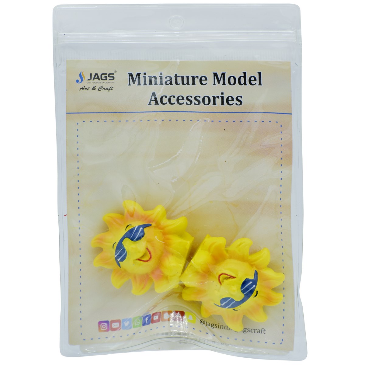Miniature Model Sun | Pack Of 2 | 3x2.5x3.5 cm | Dollhouse Decor And Accessories