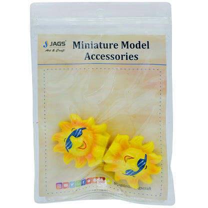 Miniature Model Sun | Pack Of 2 | 3x2.5x3.5 cm | Dollhouse Decor And Accessories