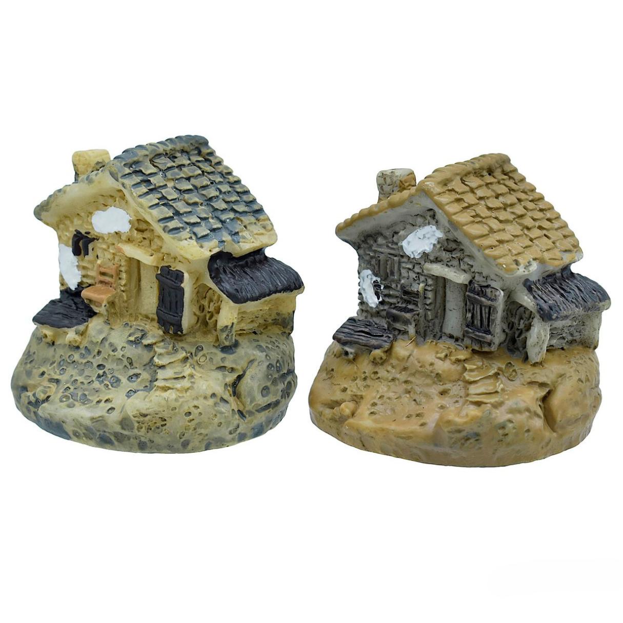 Miniature Model Garden House | Pack Of 2 | 3x3.5x3 cm | Dollhouse Decor And Accessories