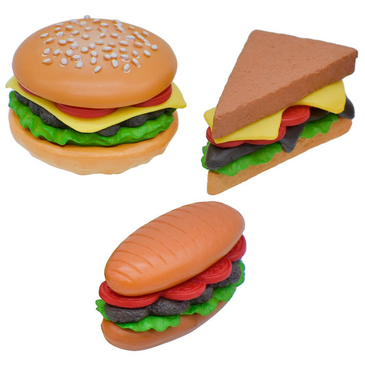 Miniature Pizza, Burger And Sandwich Pack Of 3 | 3.5x3.5x2 Cm | Dollhouse Decor And Accessories