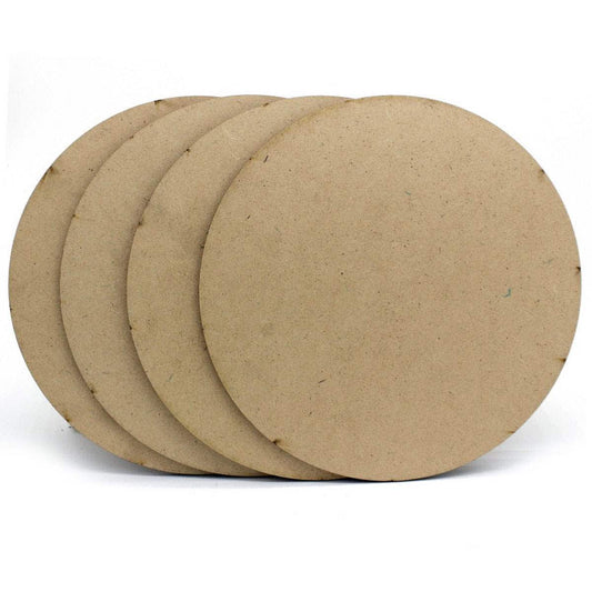 Round MDF Board For Lippan Art And Mandala Art | 4 Mm Thick | Pack Of 4 | 10 Inch