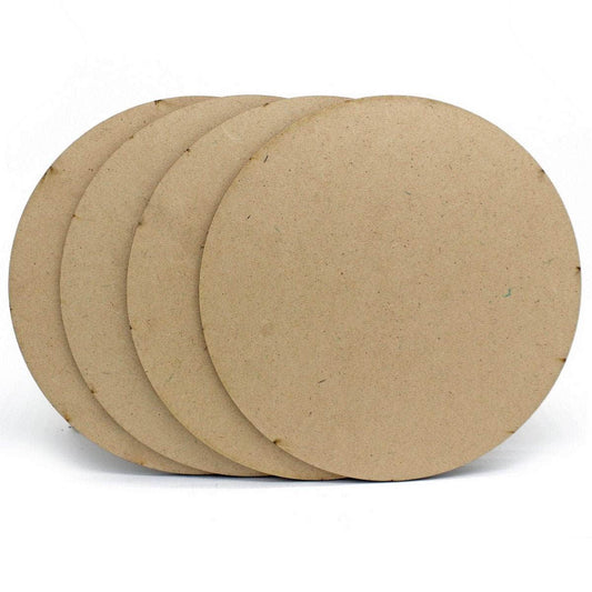 Round MDF Board For Lippan Art And Mandala Art | 4 Mm Thick | Pack Of 4 | 8 Inch