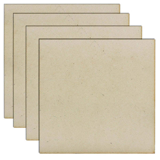 Square MDF Board For Lippan Art And Mandala Art | 4 Mm Thick | Pack Of 4 | 8 Inch