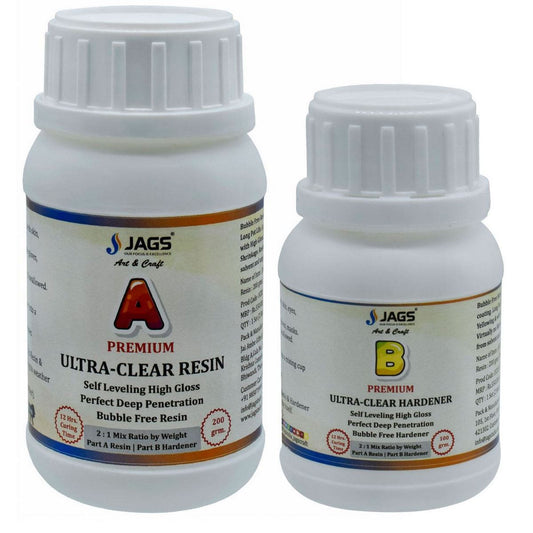 Ultra Clear Resin & Hardener 2:1 Ratio - 300 Grams - Bubble Free, Self Leveling High Gloss, Deep Penetration Resin